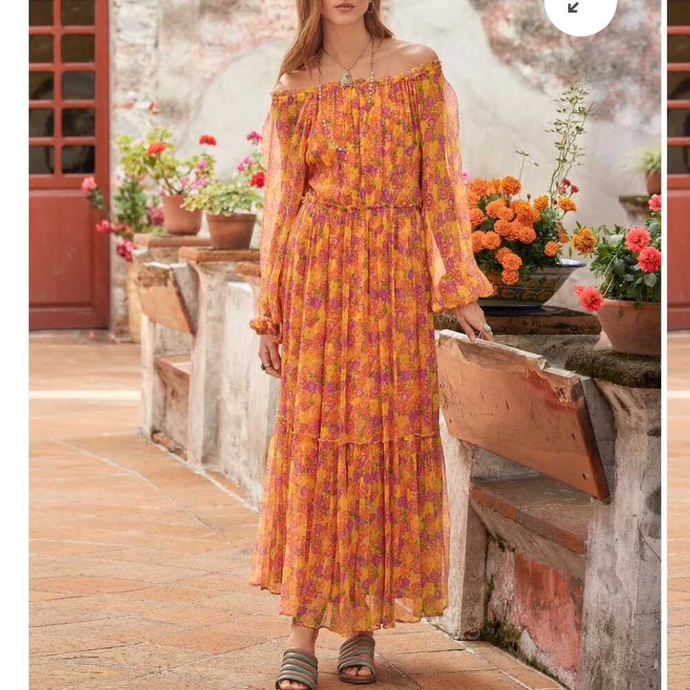 NWT Sundance Sunburst Maxi Dress Women's SZ X-Small Floral Boho Cottagecore
